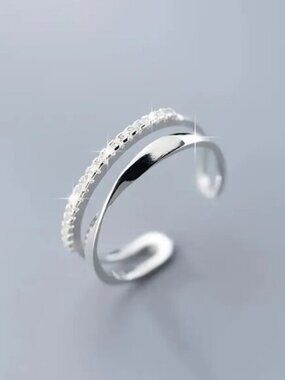 Toe Ring Adjustable CZ Silver Twist Double Bar NEW 🤍 LAST 1